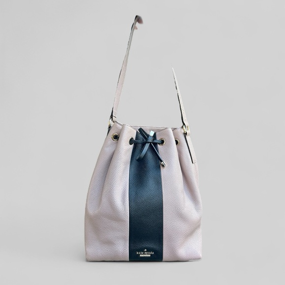 Kate Spade Bennett Street Seren Leather Bucket Bag Rosewater/Black - Picture 2 of 9